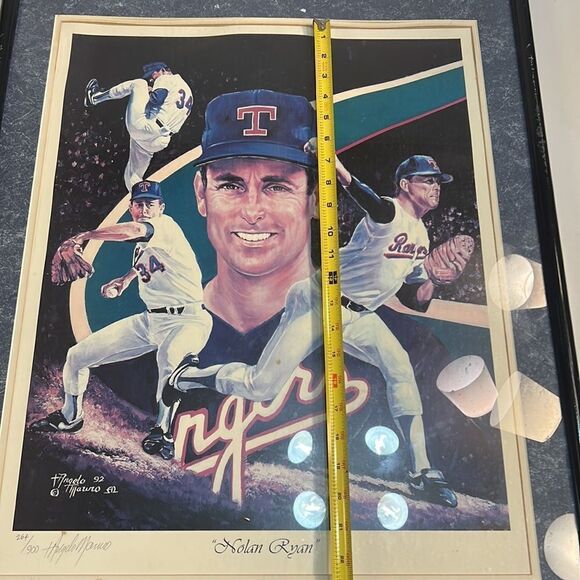 Nolan‎ Ryan Autographed signed Texas Rangers 1992 Angelo Marino framed poster - Picture 10 of 14